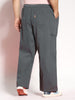 Plus Men's Steel Grey Loose Baggy Fit Cargo Jogger Chino Pant with 6 Pockets Stretchable