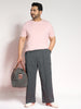 Plus Men's Steel Grey Loose Baggy Fit Cargo Jogger Chino Pant with 6 Pockets Stretchable