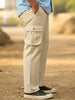 Plus Men's Cream Regular Fit Solid Cargo Chino Pant with 6 Pockets