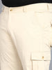 Urbano Plus Men's Cream Regular Fit Solid Cargo Chino Pant with 6 Pockets