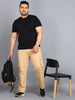 Plus Men's Beige Regular Fit Solid Cargo Chino Pant with 6 Pockets