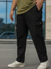 Plus Men's Black Regular Fit Solid Cargo Chino Pant with 6 Pockets