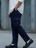 Plus Men's Navy Blue Regular Fit Solid Cargo Chino Pant with 6 Pockets