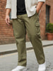 Plus Men's Olive Green Regular Fit Solid Cargo Chino Pant with 6 Pockets