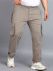 Urbano Plus Men's Grey Regular Fit Solid Cargo Chino Pant with 6 Pockets