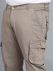 Plus Men's Grey Regular Fit Solid Cargo Chino Pant with 6 Pockets