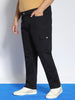Plus Men's Black Regular Fit Solid Cargo Chino Pant with 6 Pockets Stretchable
