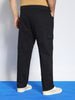 Plus Men's Black Regular Fit Solid Cargo Chino Pant with 6 Pockets Stretchable