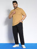 Plus Men's Black Regular Fit Solid Cargo Chino Pant with 6 Pockets Stretchable