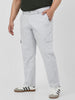 Plus Men's Ice Grey Regular Fit Solid Cargo Chino Pant with 6 Pockets Stretchable