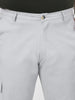 Plus Men's Ice Grey Regular Fit Solid Cargo Chino Pant with 6 Pockets Stretchable
