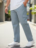 Plus Men's Light Blue Regular Fit Solid Cargo Chino Pant with 6 Pockets Stretchable
