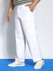 Plus Men's White Loose Baggy Fit Solid Chino Trousers Non-Stretchable