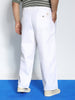 Plus Men's White Loose Baggy Fit Solid Chino Trousers Non-Stretchable