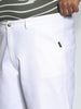 Plus Men's White Loose Baggy Fit Solid Chino Trousers Non-Stretchable
