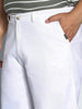 Plus Men's White Loose Baggy Fit Solid Chino Trousers Non-Stretchable
