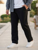 Plus Men's Black Cotton Regular Fit Casual Chinos Trousers Stretch