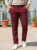 Plus Men's Dark Maroon Cotton Regular Fit Casual Chinos Trousers Stretch