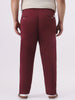 Plus Men's Dark Maroon Cotton Regular Fit Casual Chinos Trousers Stretch