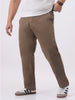 Plus Men's Dark Taupe Cotton Regular Fit Casual Chinos Trousers Stretch