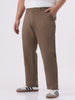 Plus Men's Dark Taupe Cotton Regular Fit Casual Chinos Trousers Stretch