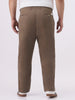 Plus Men's Dark Taupe Cotton Regular Fit Casual Chinos Trousers Stretch