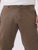 Plus Men's Dark Taupe Cotton Regular Fit Casual Chinos Trousers Stretch