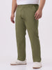 Plus Men's Light Olive Cotton Regular Fit Casual Chinos Trousers Stretch