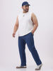 Plus Men's Royal Blue Cotton Regular Fit Casual Chinos Trousers Stretch