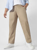 Plus Men's Taupe Brown Cotton Regular Fit Casual Chinos Trousers Stretch