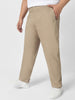 Plus Men's Taupe Brown Cotton Regular Fit Casual Chinos Trousers Stretch