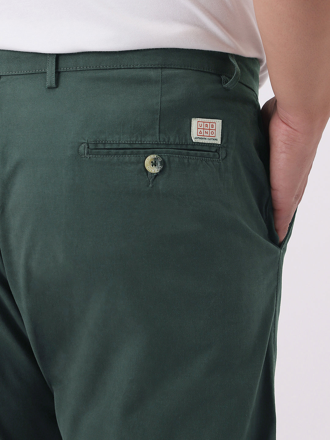 Plus Men's Teal Green Cotton Regular Fit Casual Chinos Trousers Stretch