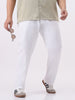 Plus Men's White Cotton Regular Fit Casual Chinos Trousers Stretch