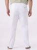 Plus Men's White Cotton Regular Fit Casual Chinos Trousers Stretch