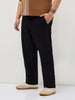 Plus Men's Black Straight Fit Mid Rise Cotton Casual Chinos Trousers Stretch