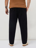 Plus Men's Black Straight Fit Mid Rise Cotton Casual Chinos Trousers Stretch