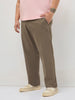 Plus Men's Dark Taupe Straight Fit Mid Rise Cotton Casual Chinos Trousers Stretch