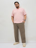 Plus Men's Dark Taupe Straight Fit Mid Rise Cotton Casual Chinos Trousers Stretch