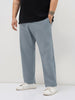Plus Men's Light Blue Straight Fit Mid Rise Cotton Casual Chinos Trousers Stretch