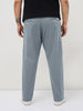 Plus Men's Light Blue Straight Fit Mid Rise Cotton Casual Chinos Trousers Stretch