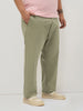 Plus Men's Light Olive Straight Fit Mid Rise Cotton Casual Chinos Trousers Stretch