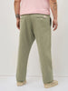Plus Men's Light Olive Straight Fit Mid Rise Cotton Casual Chinos Trousers Stretch