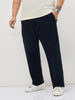 Plus Men's Navy Straight Fit Mid Rise Cotton Casual Chinos Trousers Stretch