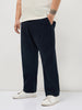 Plus Men's Navy Straight Fit Mid Rise Cotton Casual Chinos Trousers Stretch
