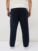Plus Men's Navy Straight Fit Mid Rise Cotton Casual Chinos Trousers Stretch