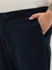 Plus Men's Navy Straight Fit Mid Rise Cotton Casual Chinos Trousers Stretch