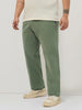 Plus Men's Sage Green Straight Fit Mid Rise Cotton Casual Chinos Trousers Stretch