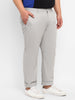 Plus Men's Grey Cotton Light Weight Non-Stretch Regular Fit Casual Trousers