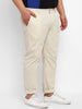 Plus Men's Cream Cotton Light Weight Non-Stretch Regular Fit Casual Trousers