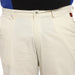 Plus Men's Cream Cotton Light Weight Non-Stretch Regular Fit Casual Trousers